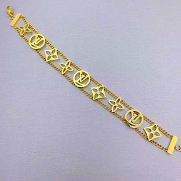 Gold Luxury Charm Bracelet Four Leaf Clover Flower - Picture 3 of 6